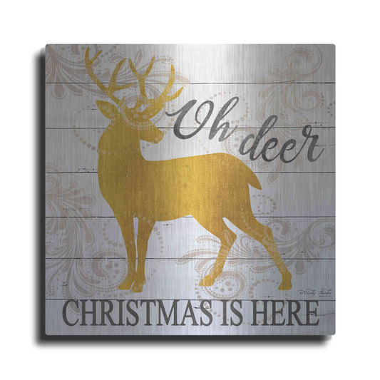 Luxe Metal Art 'Oh Deer Christmas is Here' by Cindy Jacobs, Metal Wall Art