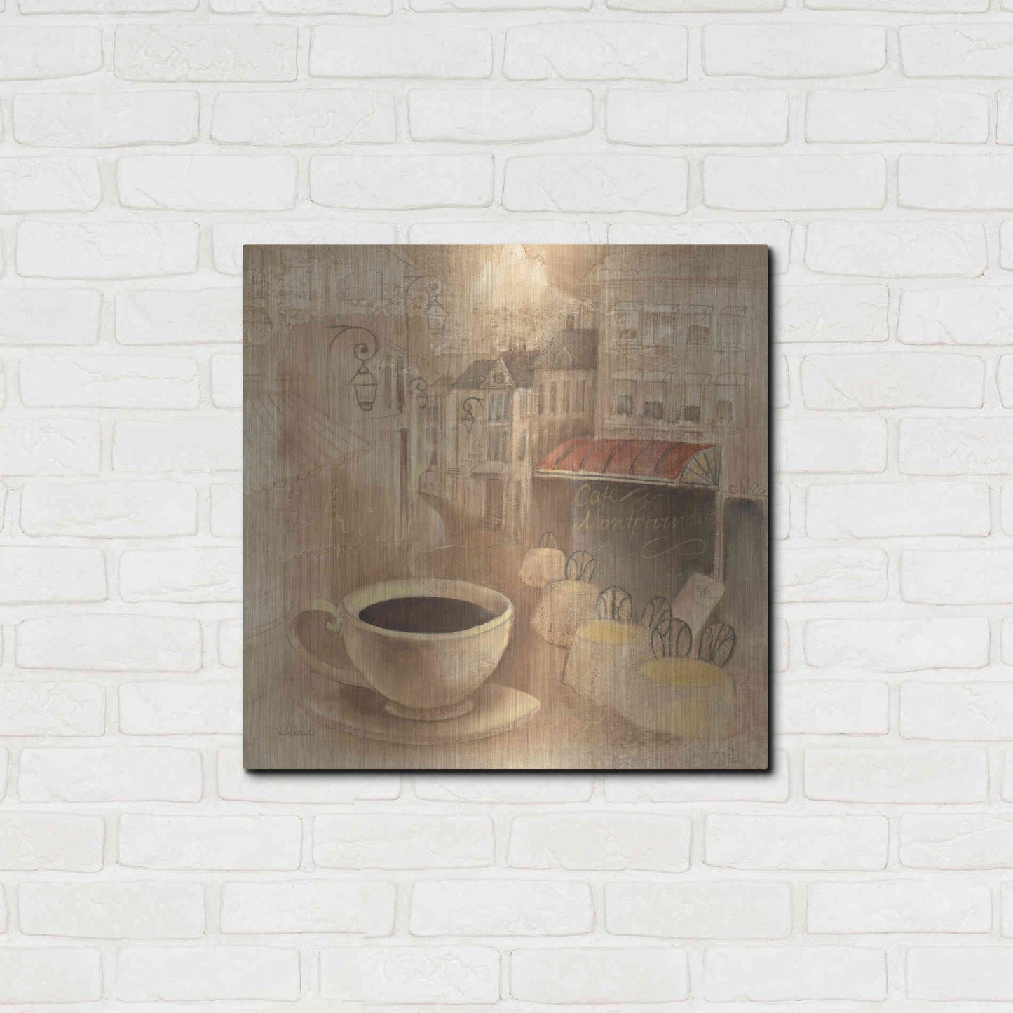 Luxe Metal Art 'Cafe de Paris I' by Albena Hristova, Metal Wall Art,24x24