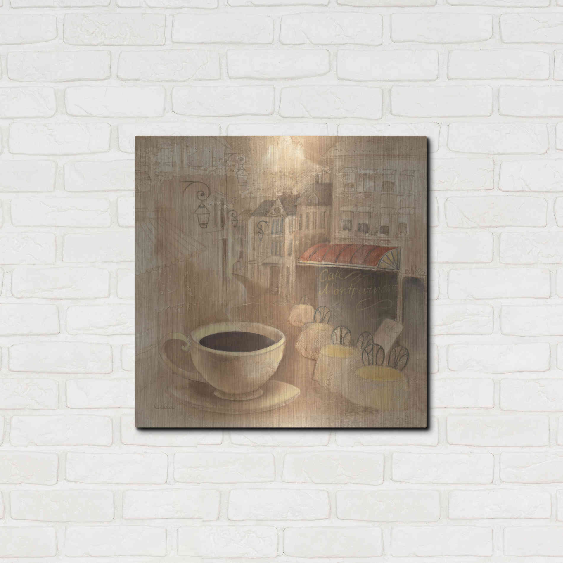 Luxe Metal Art 'Cafe de Paris I' by Albena Hristova, Metal Wall Art,24x24