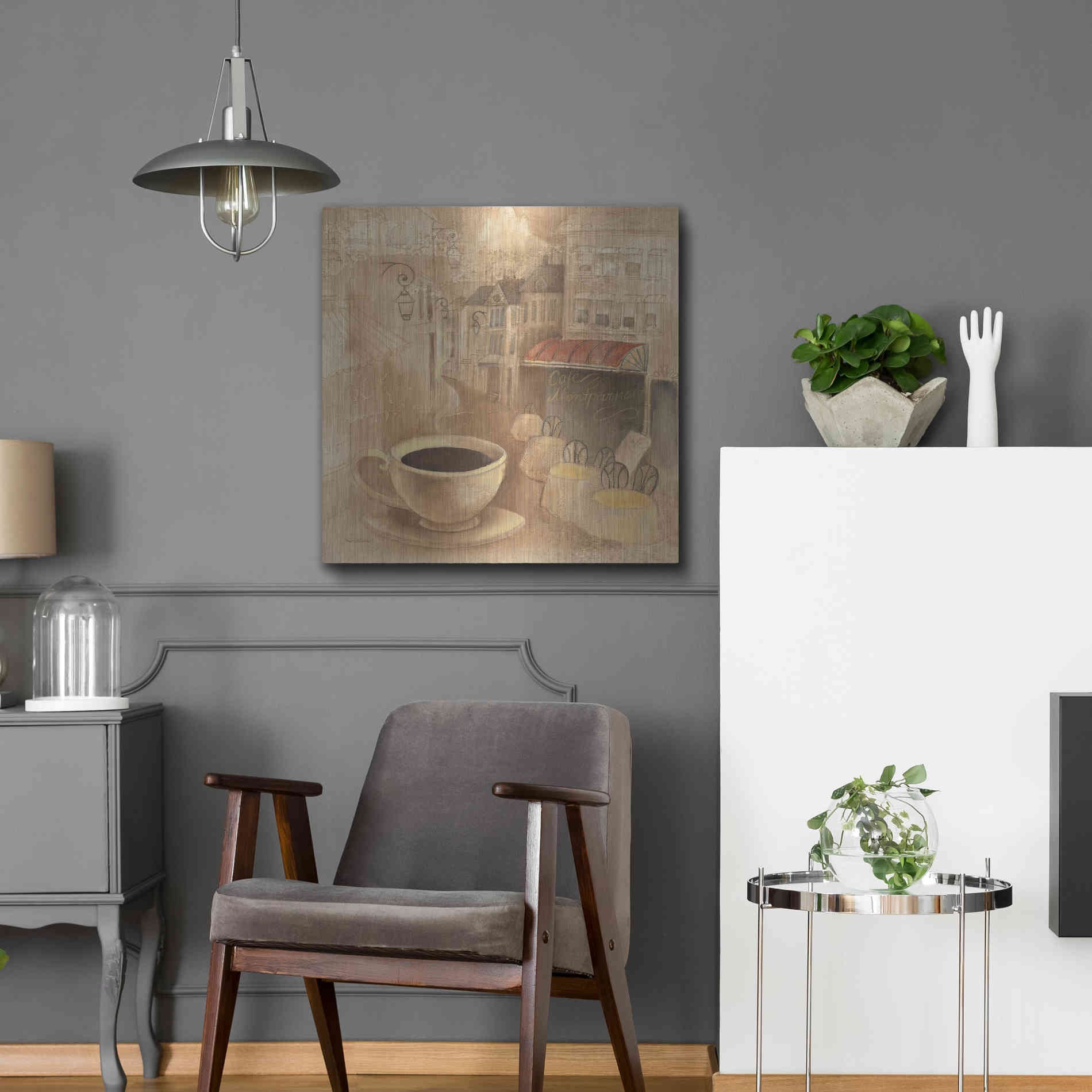 Luxe Metal Art 'Cafe de Paris I' by Albena Hristova, Metal Wall Art,24x24