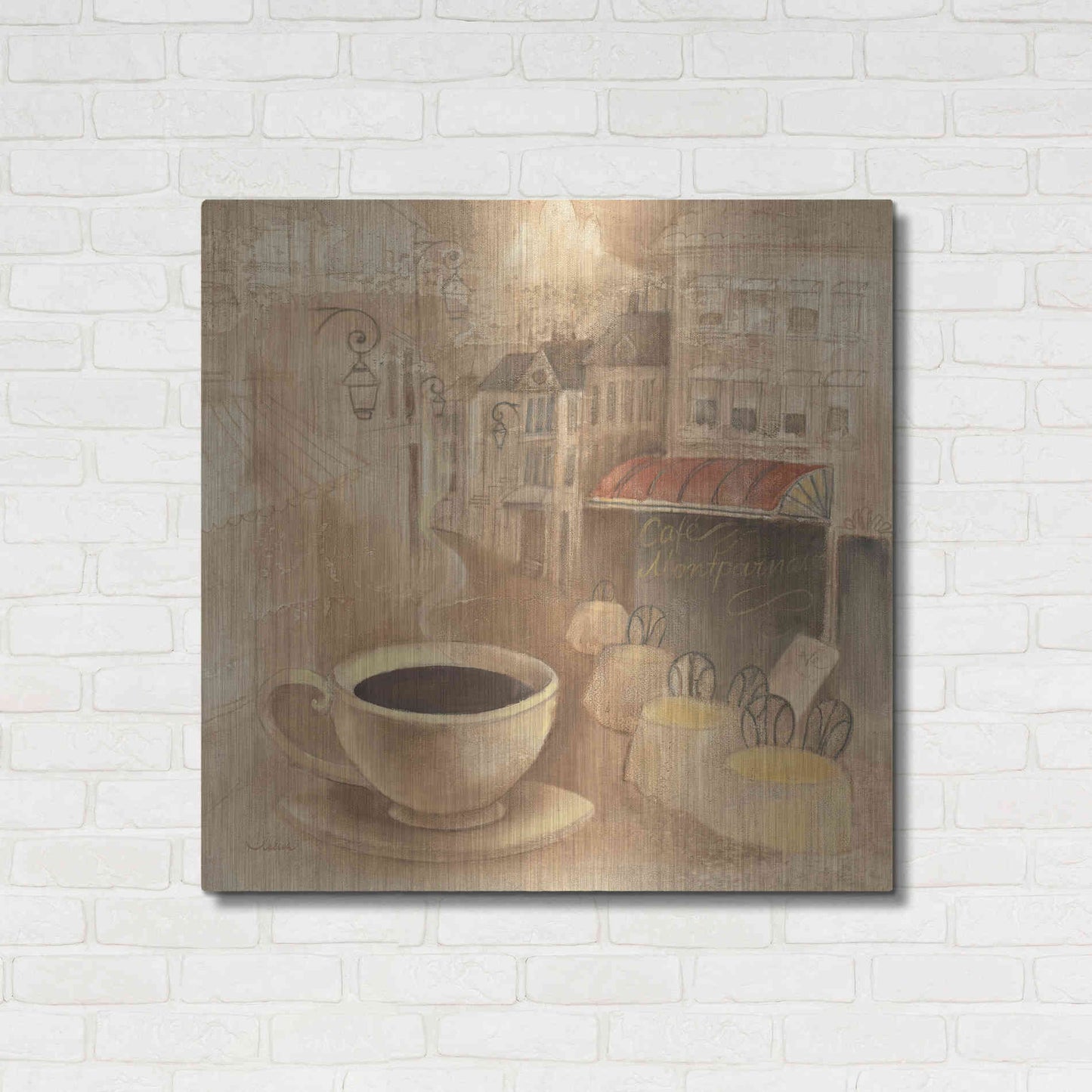 Luxe Metal Art 'Cafe de Paris I' by Albena Hristova, Metal Wall Art,36x36