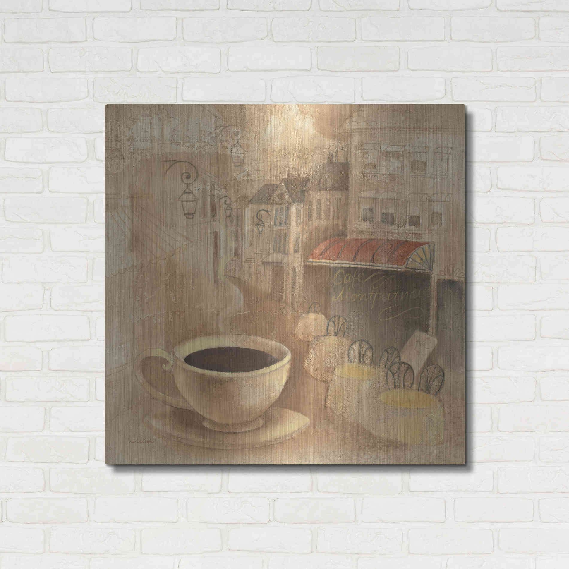 Luxe Metal Art 'Cafe de Paris I' by Albena Hristova, Metal Wall Art,36x36