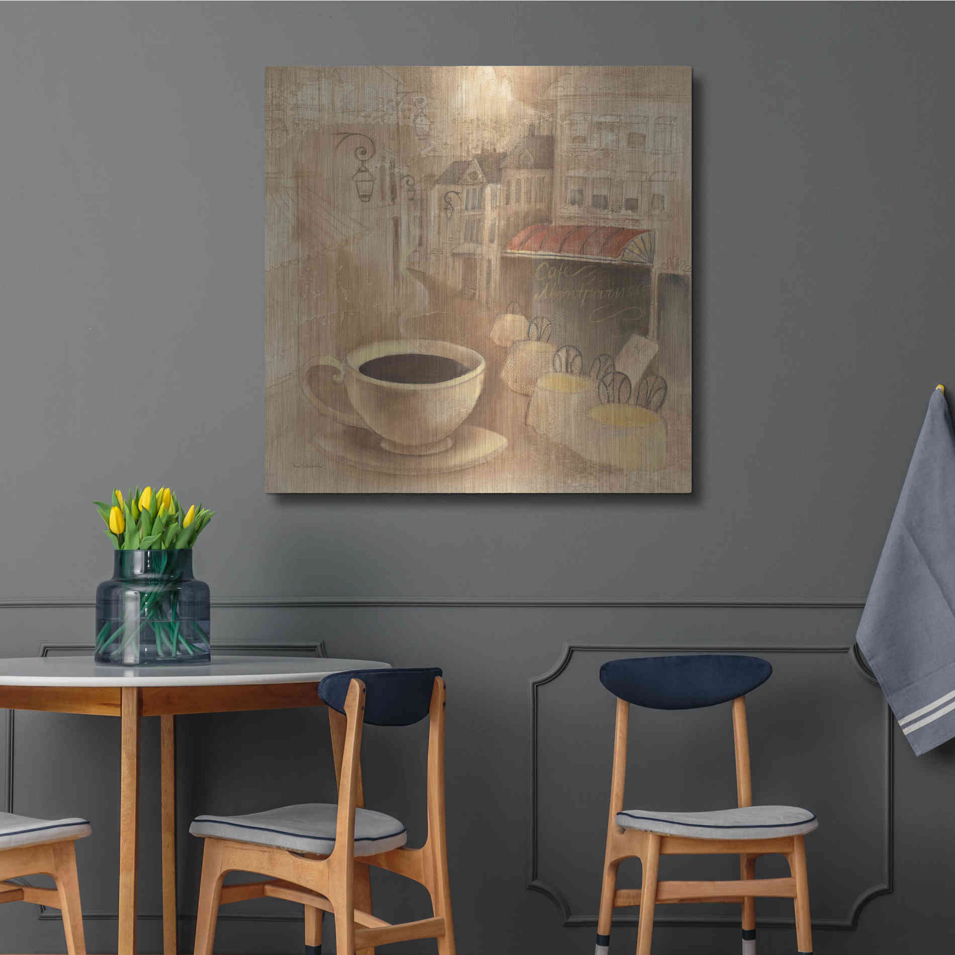 Luxe Metal Art 'Cafe de Paris I' by Albena Hristova, Metal Wall Art,36x36