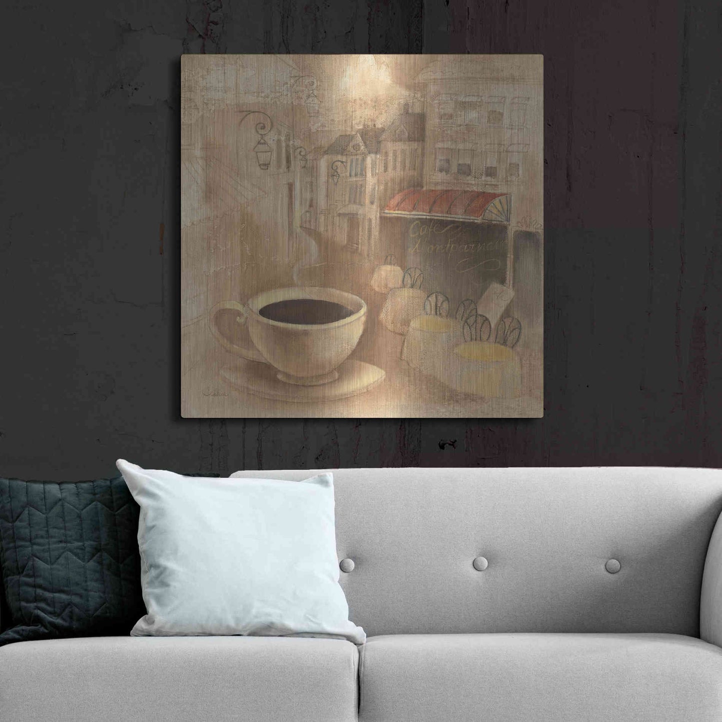 Luxe Metal Art 'Cafe de Paris I' by Albena Hristova, Metal Wall Art,36x36