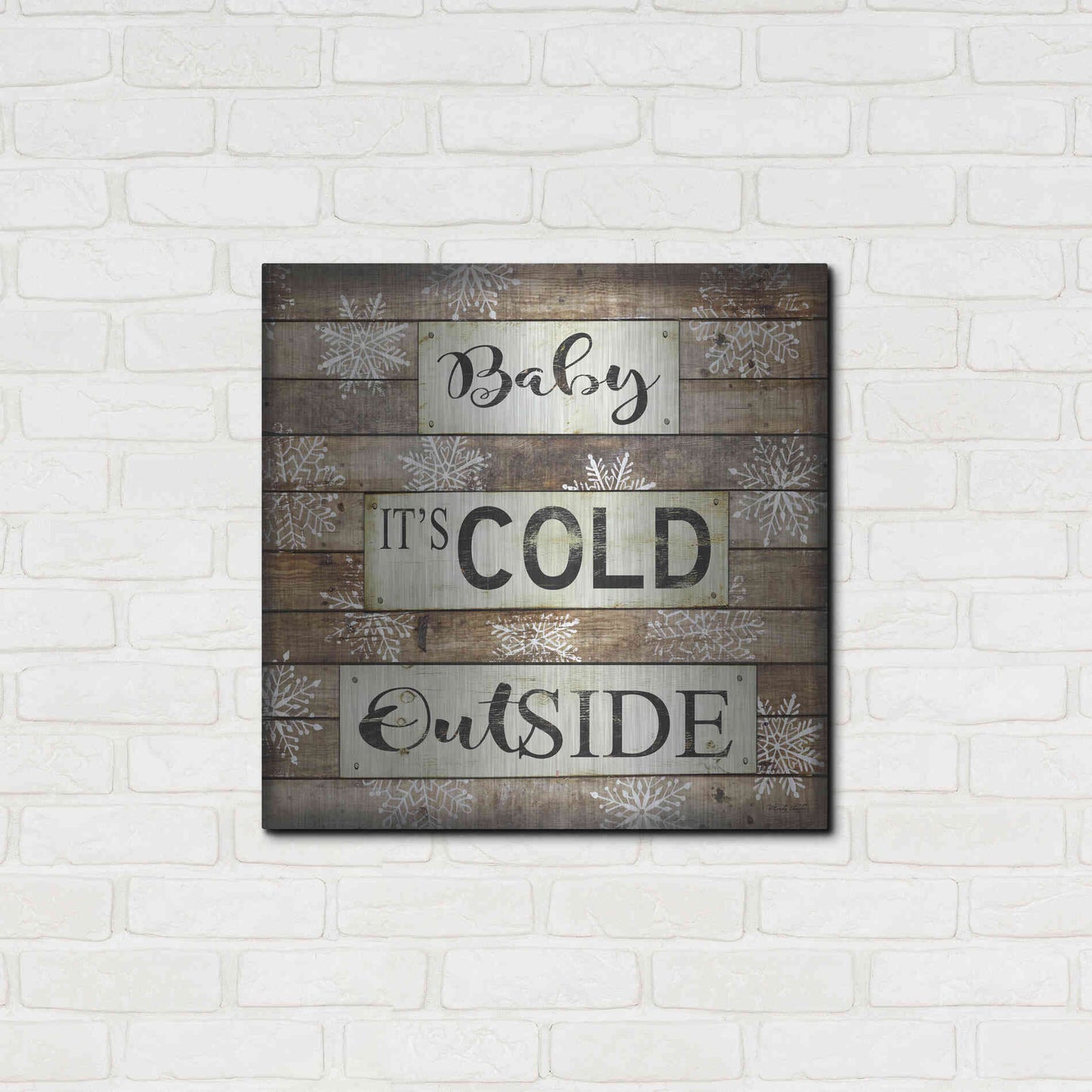 Luxe Metal Art 'Baby It's Cold Outside' by Cindy Jacobs, Metal Wall Art,24x24
