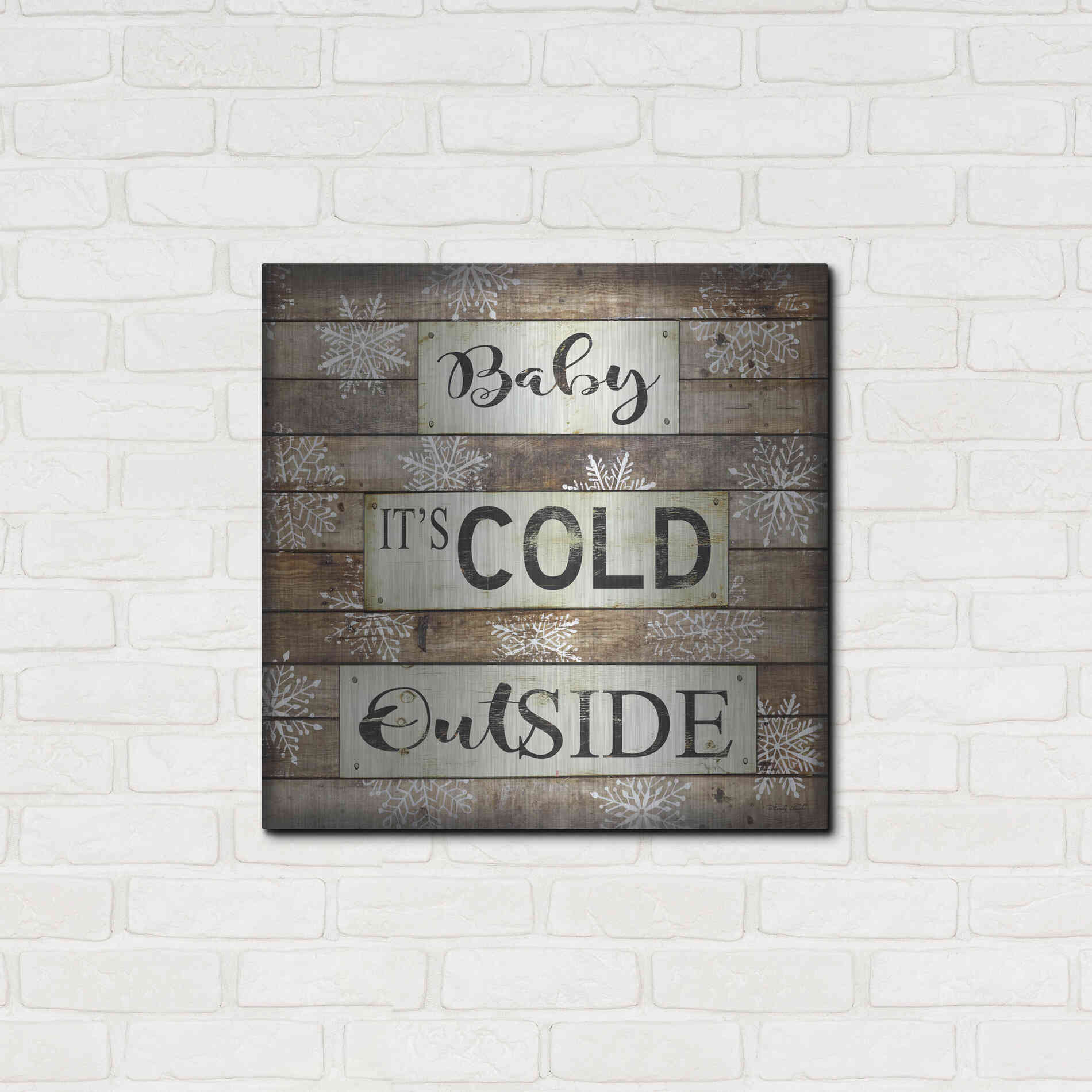 Luxe Metal Art 'Baby It's Cold Outside' by Cindy Jacobs, Metal Wall Art,24x24