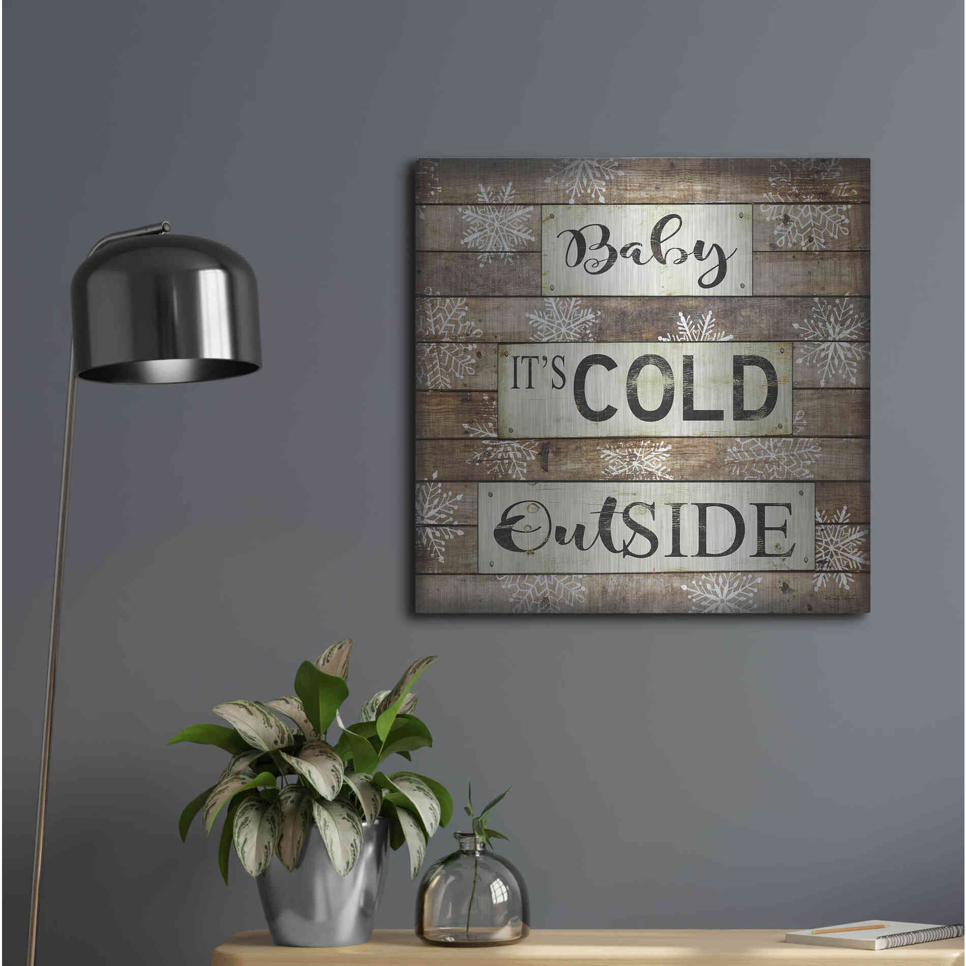 Luxe Metal Art 'Baby It's Cold Outside' by Cindy Jacobs, Metal Wall Art,24x24