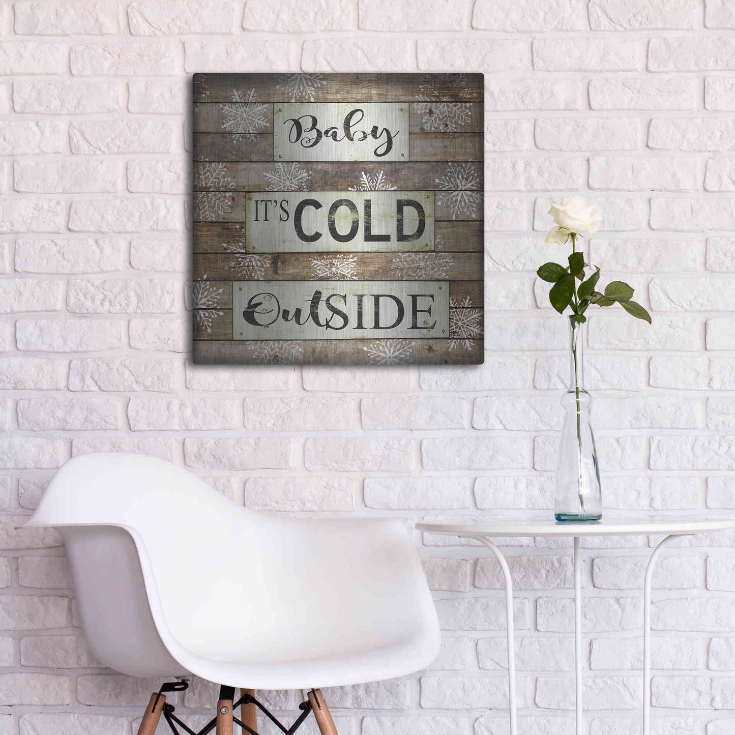 Luxe Metal Art 'Baby It's Cold Outside' by Cindy Jacobs, Metal Wall Art,24x24