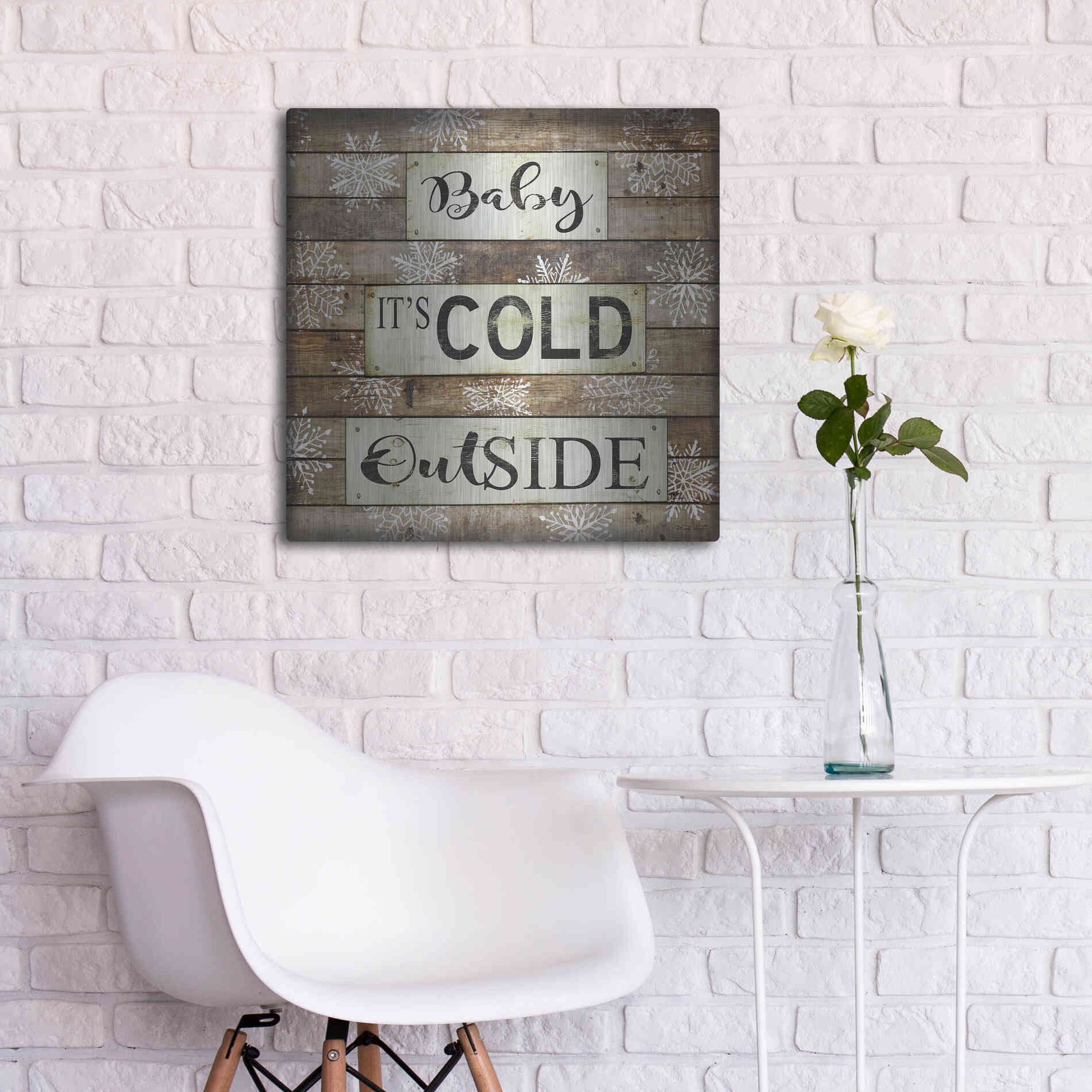 Luxe Metal Art 'Baby It's Cold Outside' by Cindy Jacobs, Metal Wall Art,24x24
