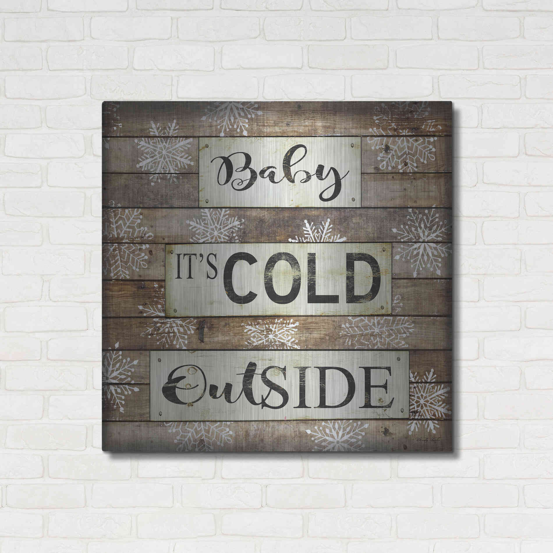 Luxe Metal Art 'Baby It's Cold Outside' by Cindy Jacobs, Metal Wall Art,36x36