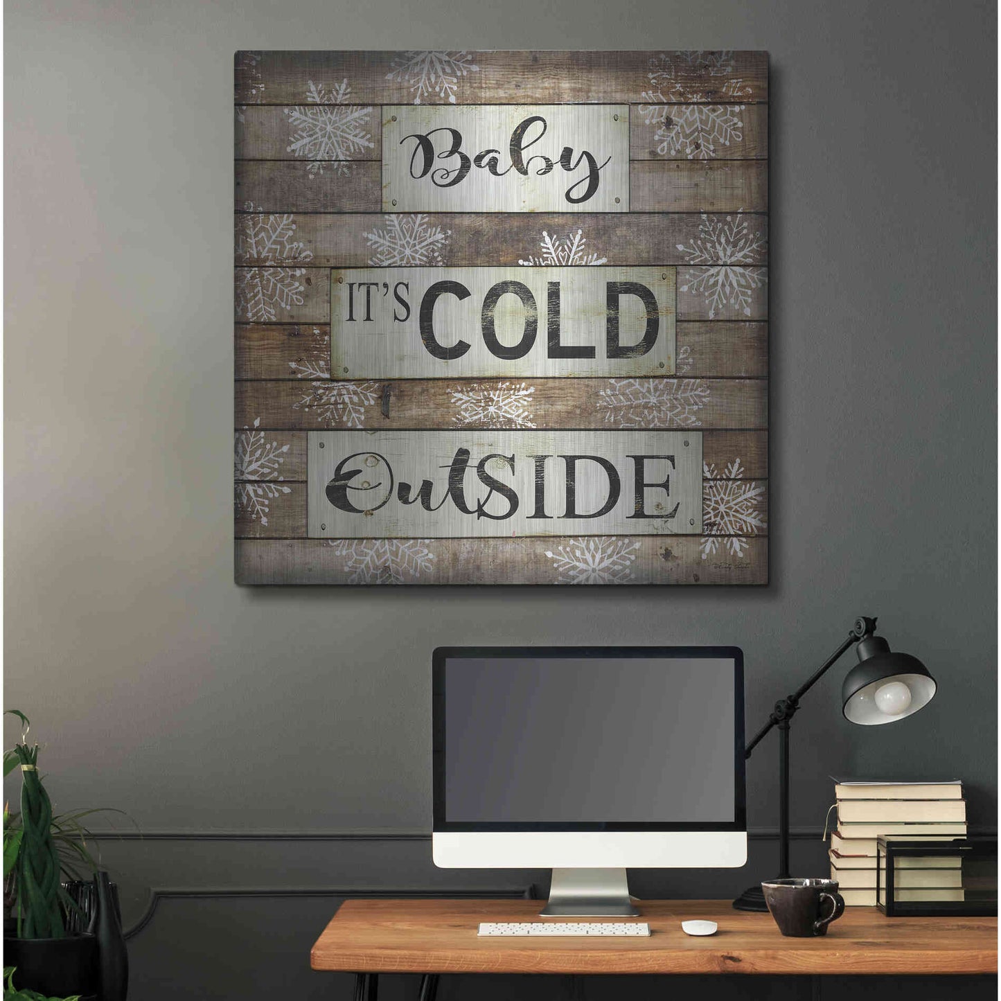Luxe Metal Art 'Baby It's Cold Outside' by Cindy Jacobs, Metal Wall Art,36x36