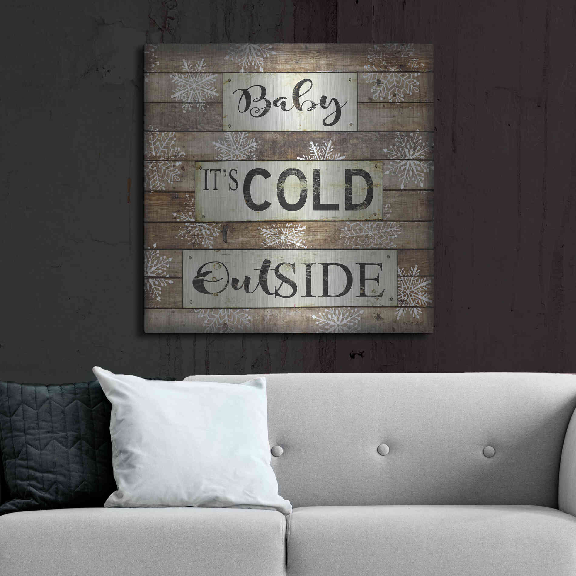 Luxe Metal Art 'Baby It's Cold Outside' by Cindy Jacobs, Metal Wall Art,36x36