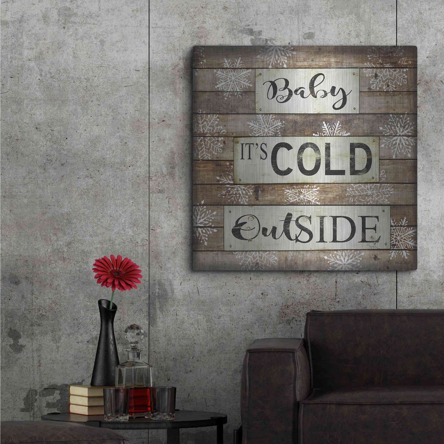 Luxe Metal Art 'Baby It's Cold Outside' by Cindy Jacobs, Metal Wall Art,36x36