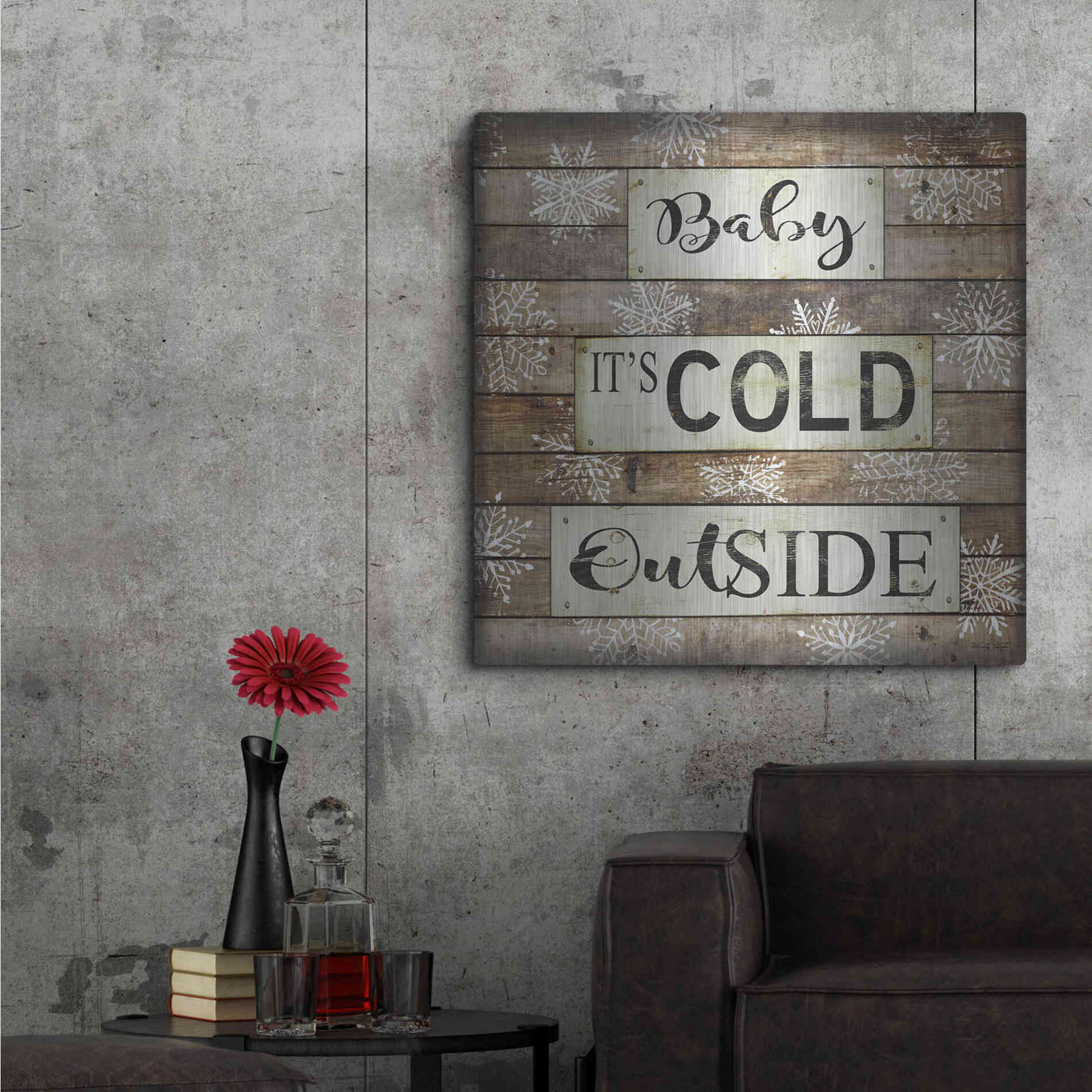 Luxe Metal Art 'Baby It's Cold Outside' by Cindy Jacobs, Metal Wall Art,36x36