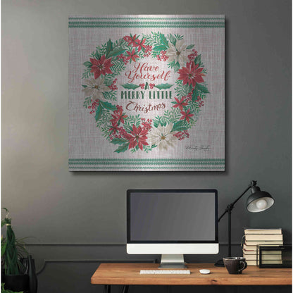 Luxe Metal Art 'Have Yourself a Merry Little Christmas Embroidery' by Cindy Jacobs, Metal Wall Art,36x36