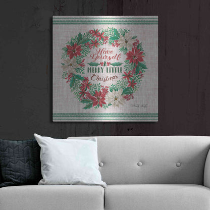 Luxe Metal Art 'Have Yourself a Merry Little Christmas Embroidery' by Cindy Jacobs, Metal Wall Art,36x36