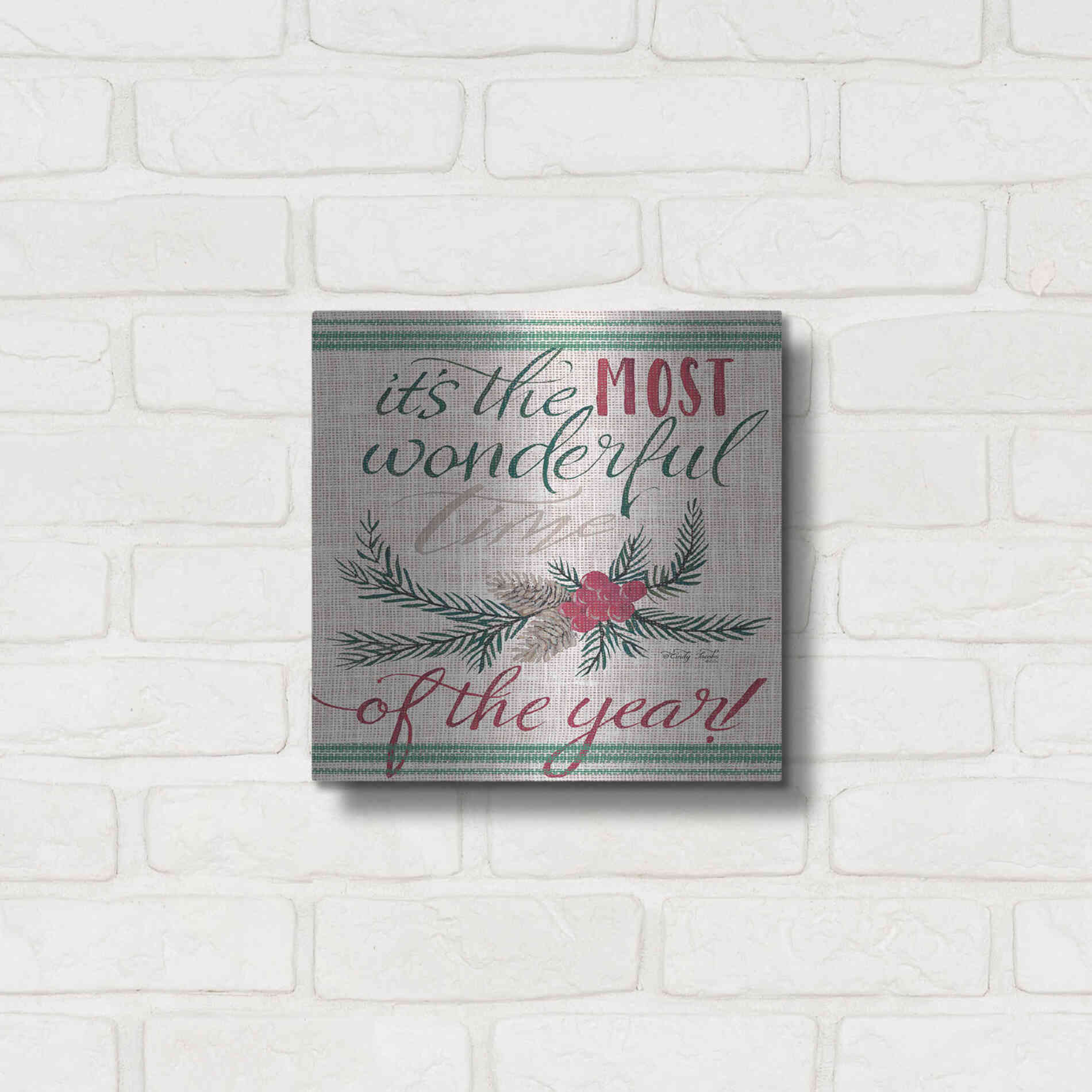 Luxe Metal Art 'It's the Most Wonderful Time of the Year' by Cindy Jacobs, Metal Wall Art,12x12