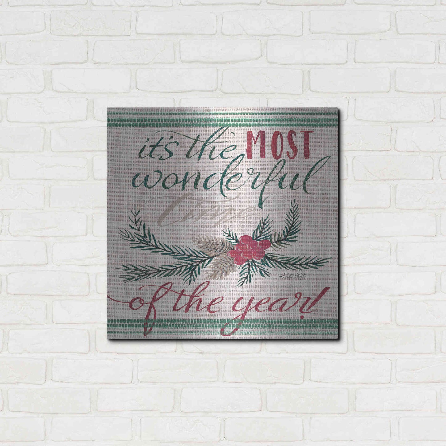 Luxe Metal Art 'It's the Most Wonderful Time of the Year' by Cindy Jacobs, Metal Wall Art,24x24