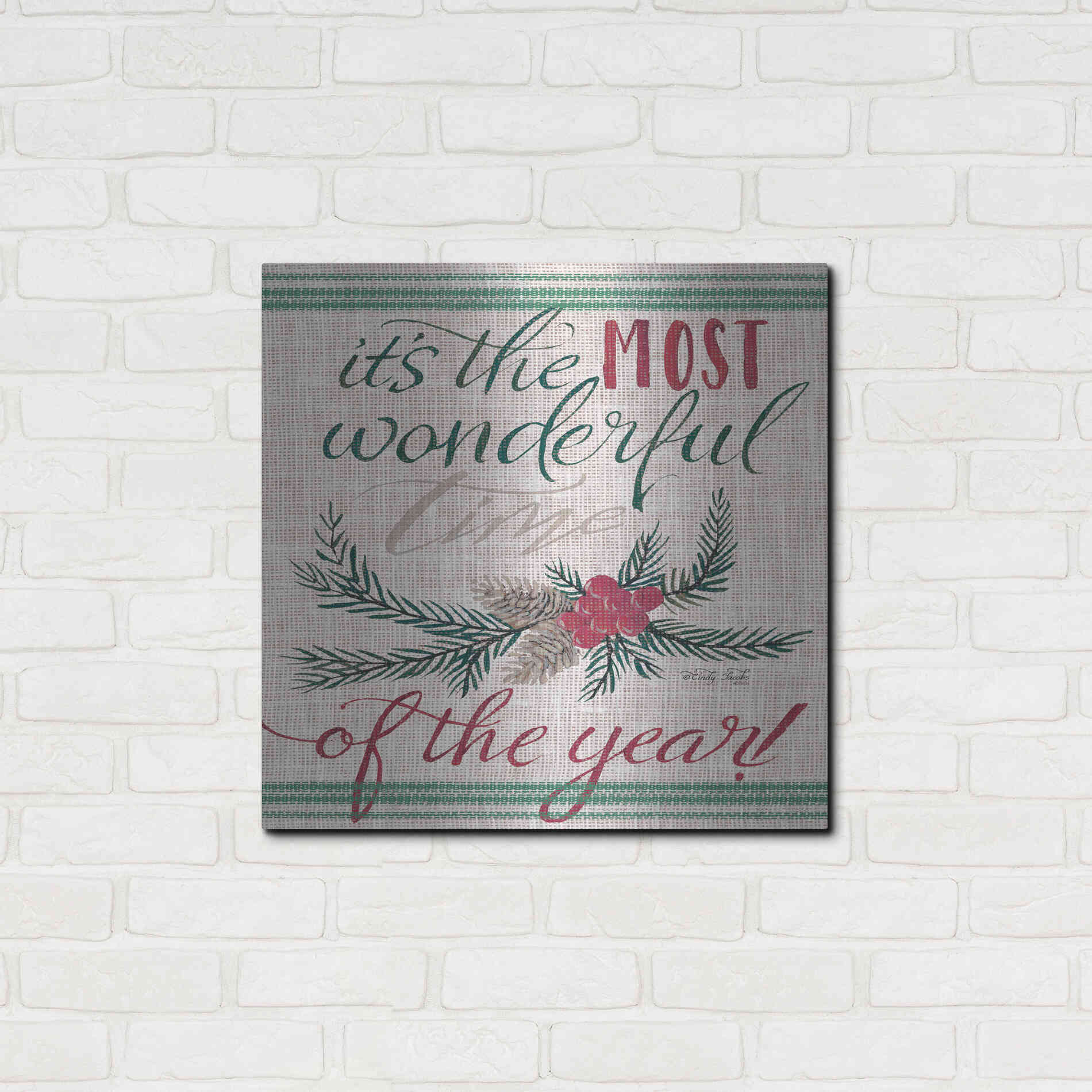 Luxe Metal Art 'It's the Most Wonderful Time of the Year' by Cindy Jacobs, Metal Wall Art,24x24