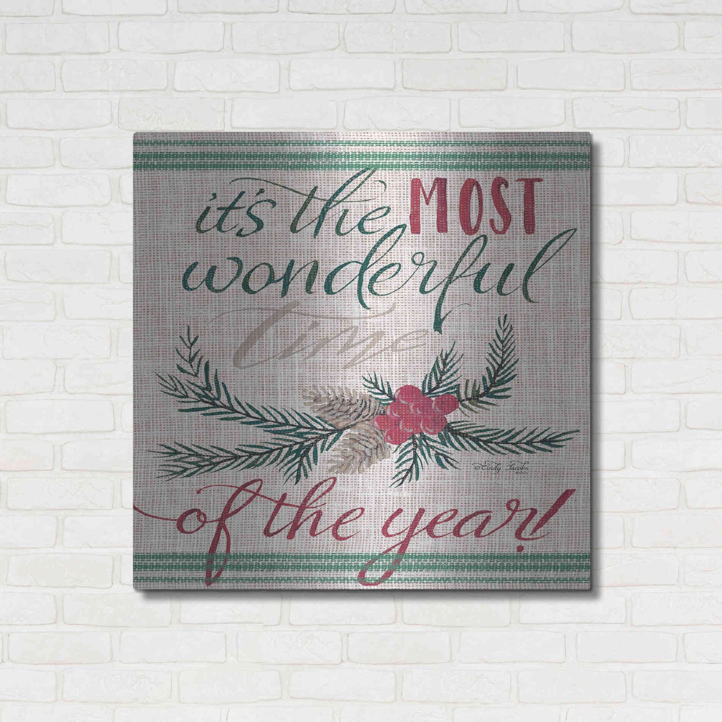 Luxe Metal Art 'It's the Most Wonderful Time of the Year' by Cindy Jacobs, Metal Wall Art,36x36