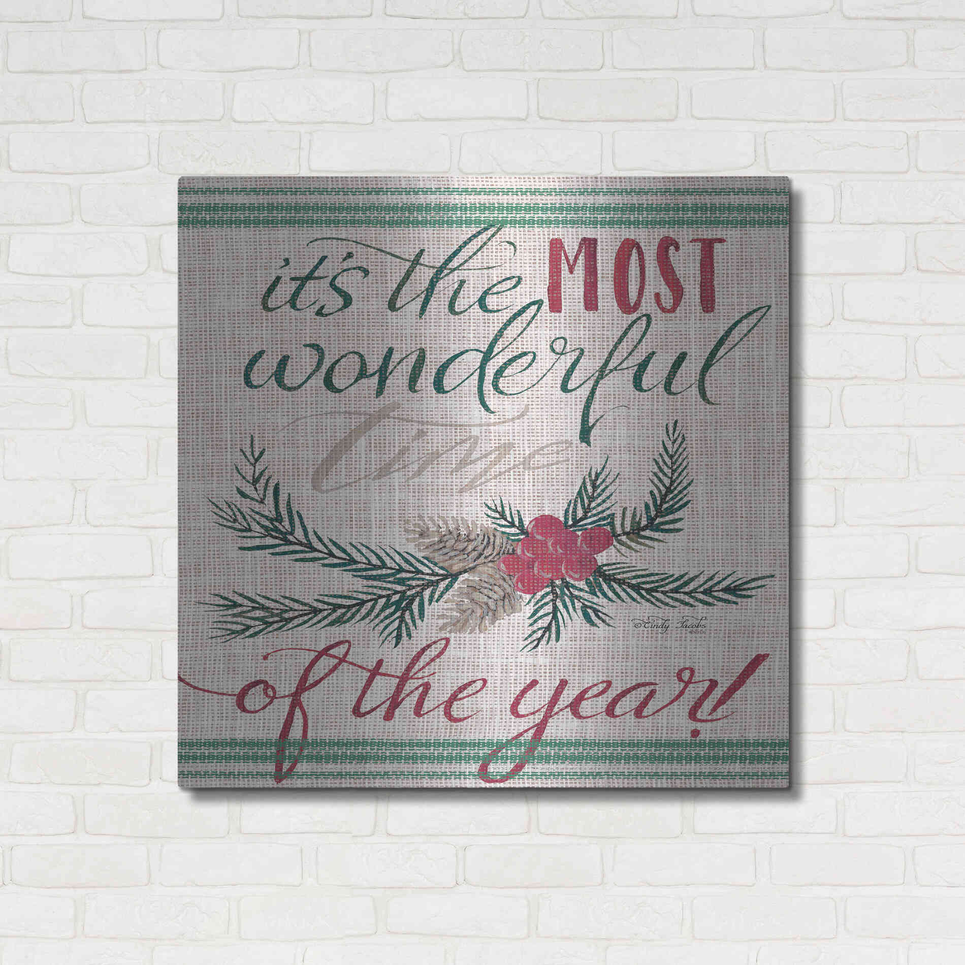 Luxe Metal Art 'It's the Most Wonderful Time of the Year' by Cindy Jacobs, Metal Wall Art,36x36