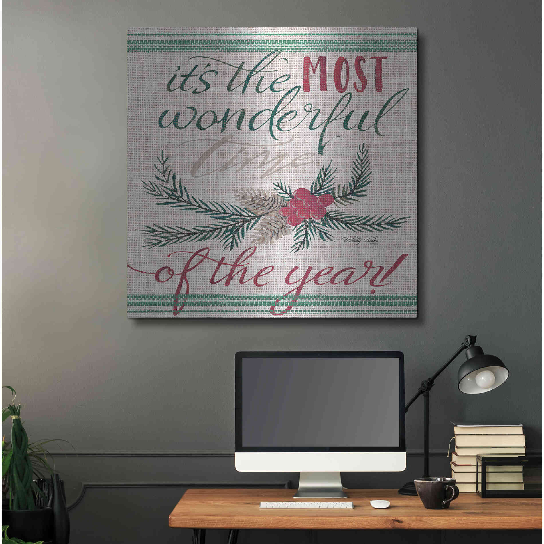 Luxe Metal Art 'It's the Most Wonderful Time of the Year' by Cindy Jacobs, Metal Wall Art,36x36