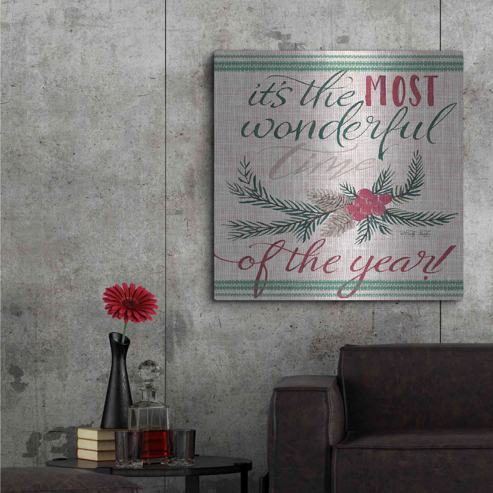 Luxe Metal Art 'It's the Most Wonderful Time of the Year' by Cindy Jacobs, Metal Wall Art,36x36