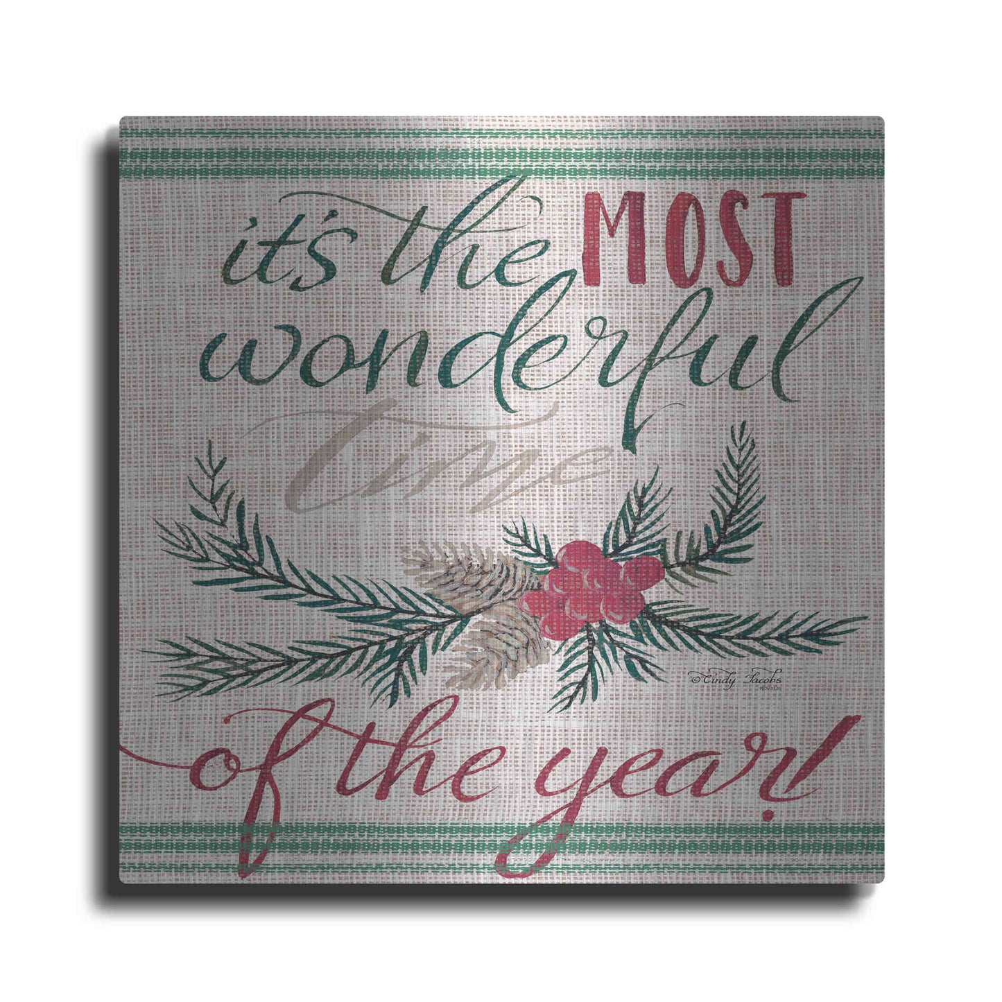 Luxe Metal Art 'It's the Most Wonderful Time of the Year' by Cindy Jacobs, Metal Wall Art