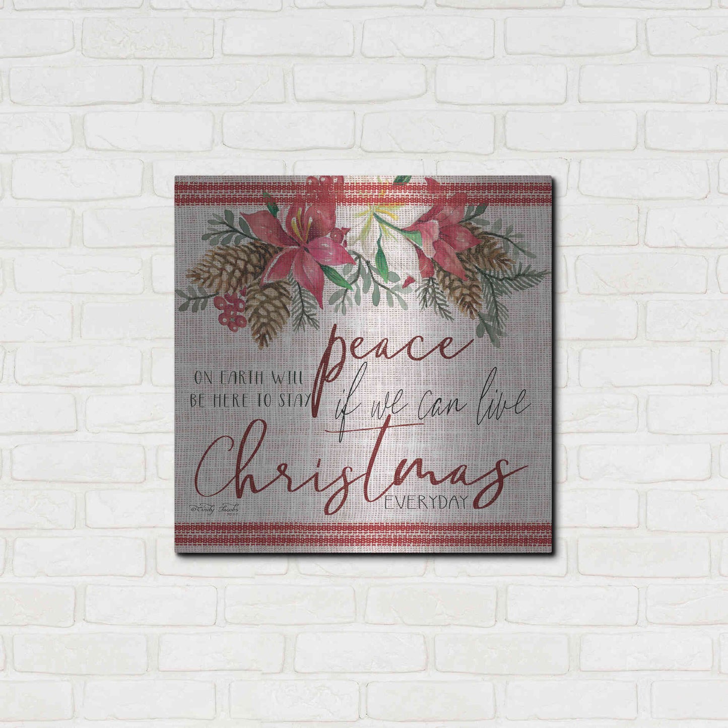 Luxe Metal Art 'Peace on Earth' by Cindy Jacobs, Metal Wall Art,24x24