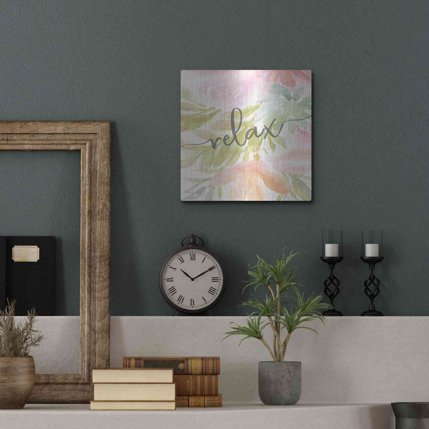 Luxe Metal Art 'Floral Relax' by Cindy Jacobs, Metal Wall Art,12x12