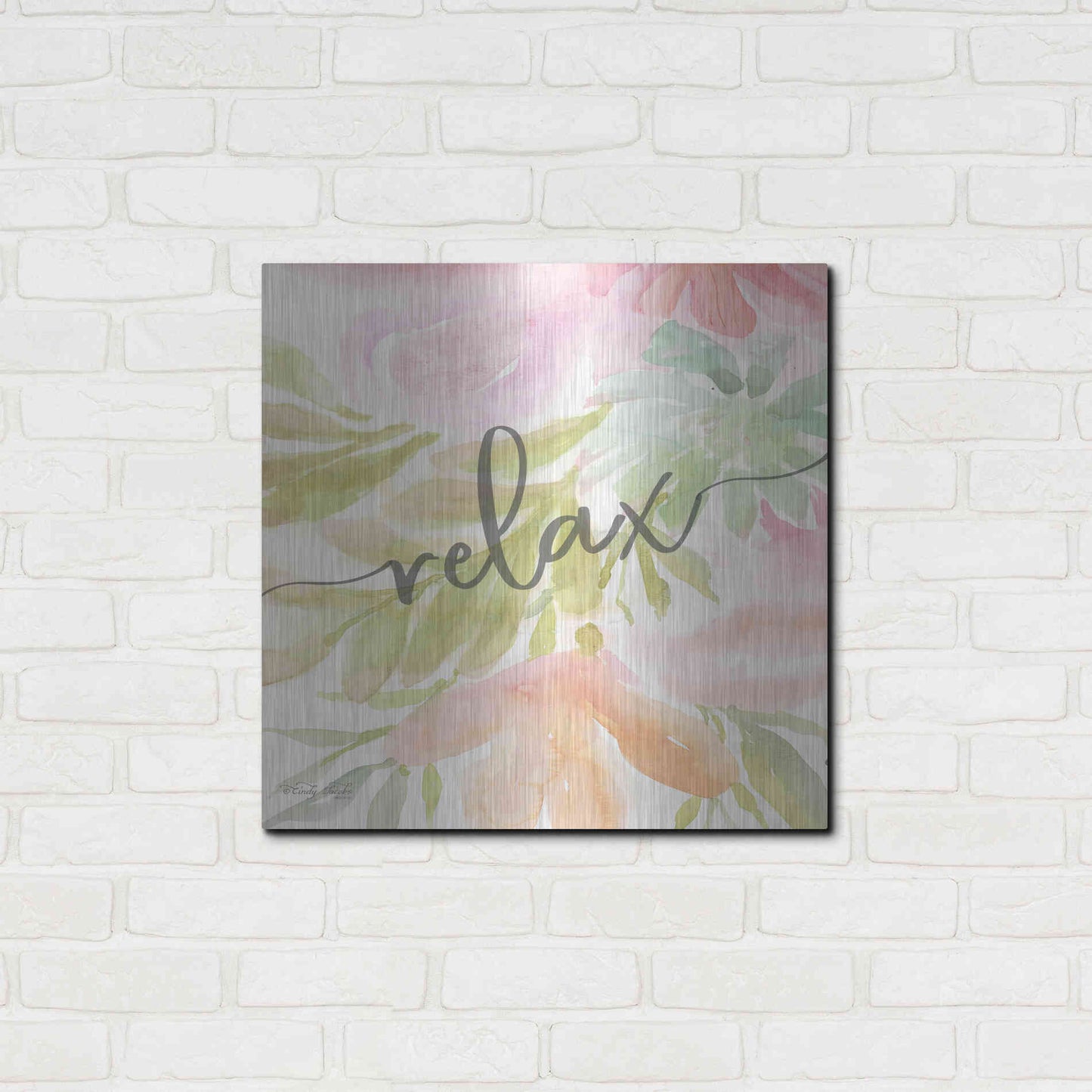 Luxe Metal Art 'Floral Relax' by Cindy Jacobs, Metal Wall Art,24x24