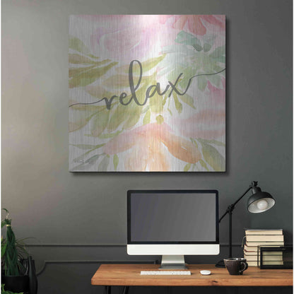 Luxe Metal Art 'Floral Relax' by Cindy Jacobs, Metal Wall Art,36x36