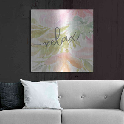 Luxe Metal Art 'Floral Relax' by Cindy Jacobs, Metal Wall Art,36x36