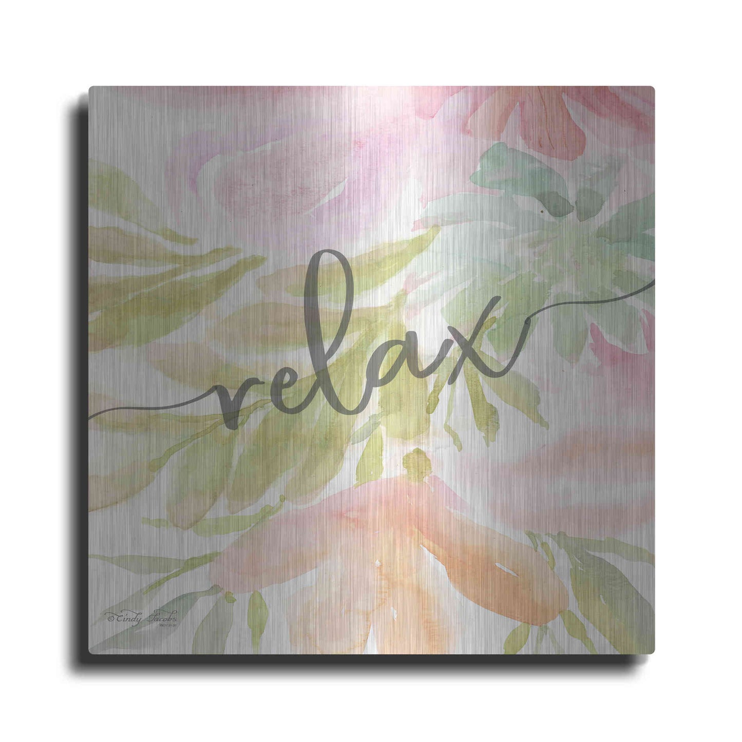 Luxe Metal Art 'Floral Relax' by Cindy Jacobs, Metal Wall Art