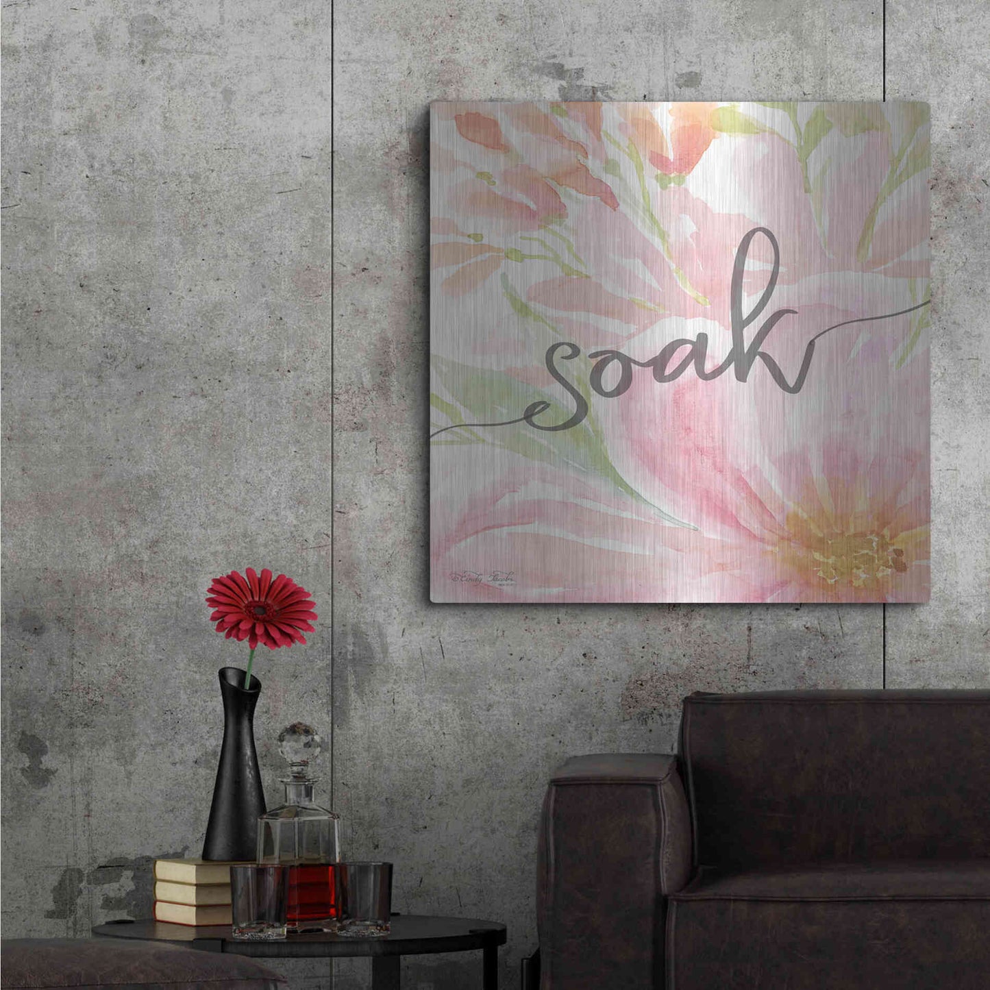 Luxe Metal Art 'Floral Soak' by Cindy Jacobs, Metal Wall Art,36x36