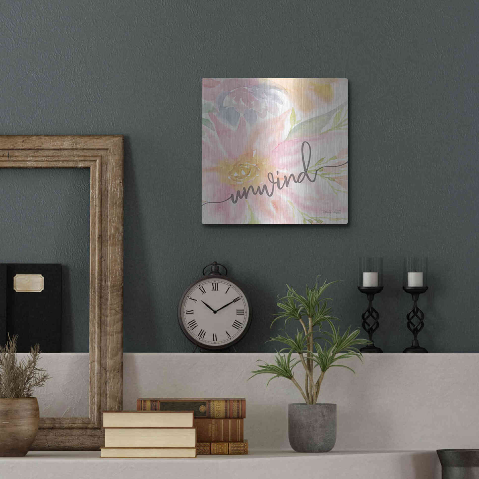 Luxe Metal Art 'Floral Unwind' by Cindy Jacobs, Metal Wall Art,12x12