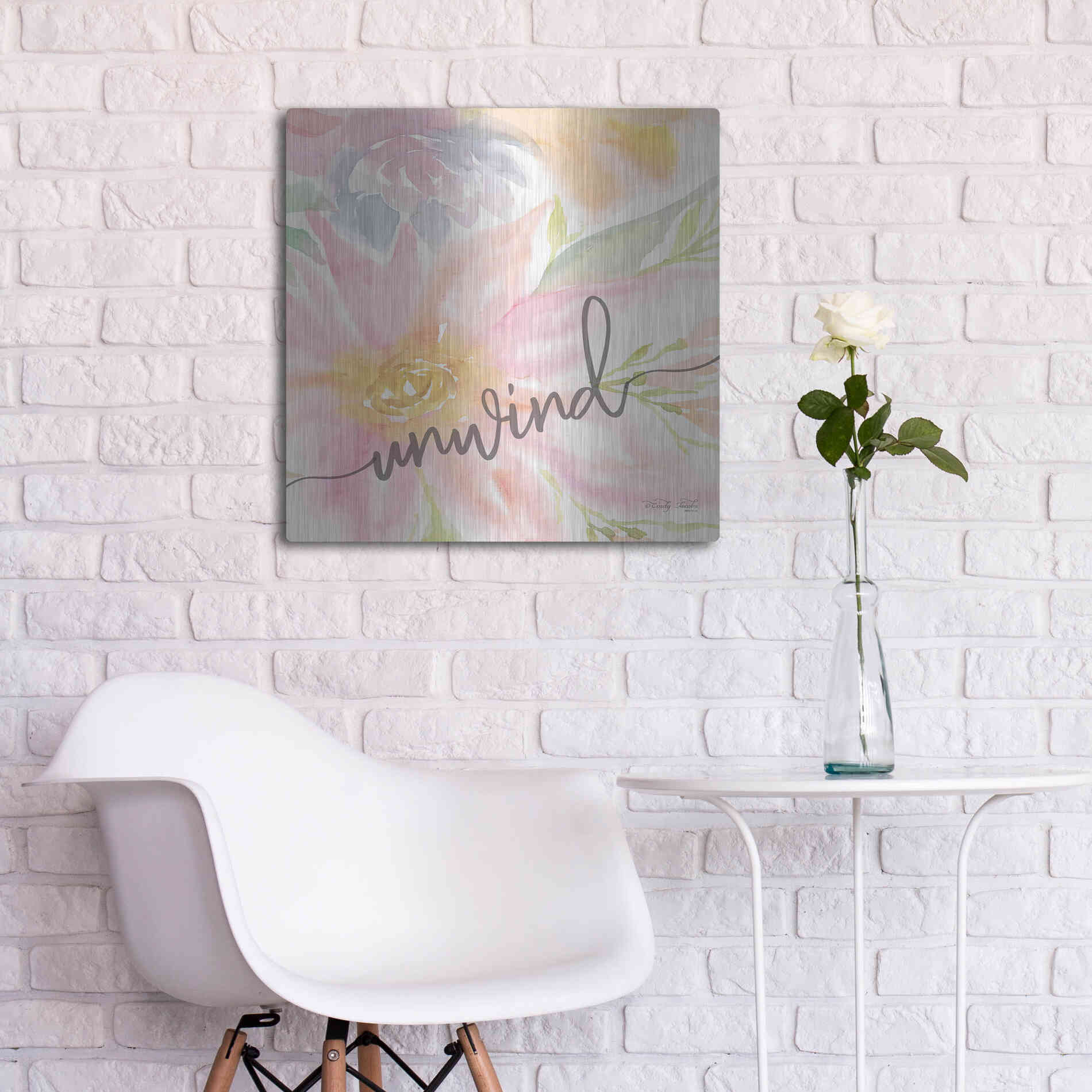 Luxe Metal Art 'Floral Unwind' by Cindy Jacobs, Metal Wall Art,24x24