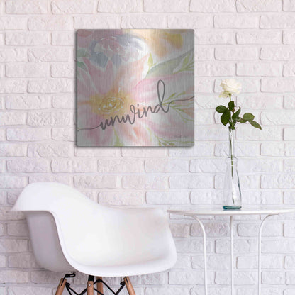 Luxe Metal Art 'Floral Unwind' by Cindy Jacobs, Metal Wall Art,24x24