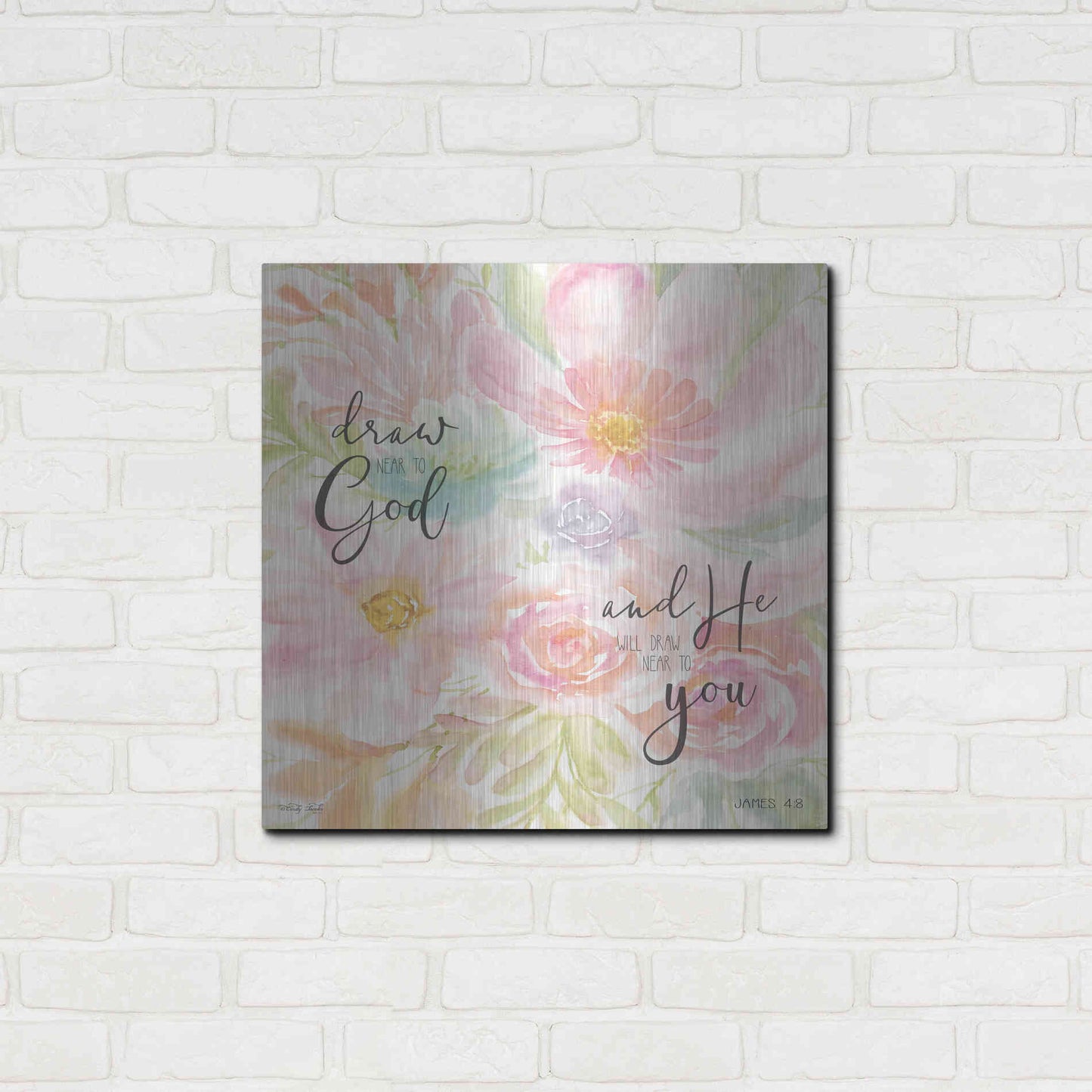 Luxe Metal Art 'Draw Near to God and He Will Draw Near to You' by Cindy Jacobs, Metal Wall Art,24x24