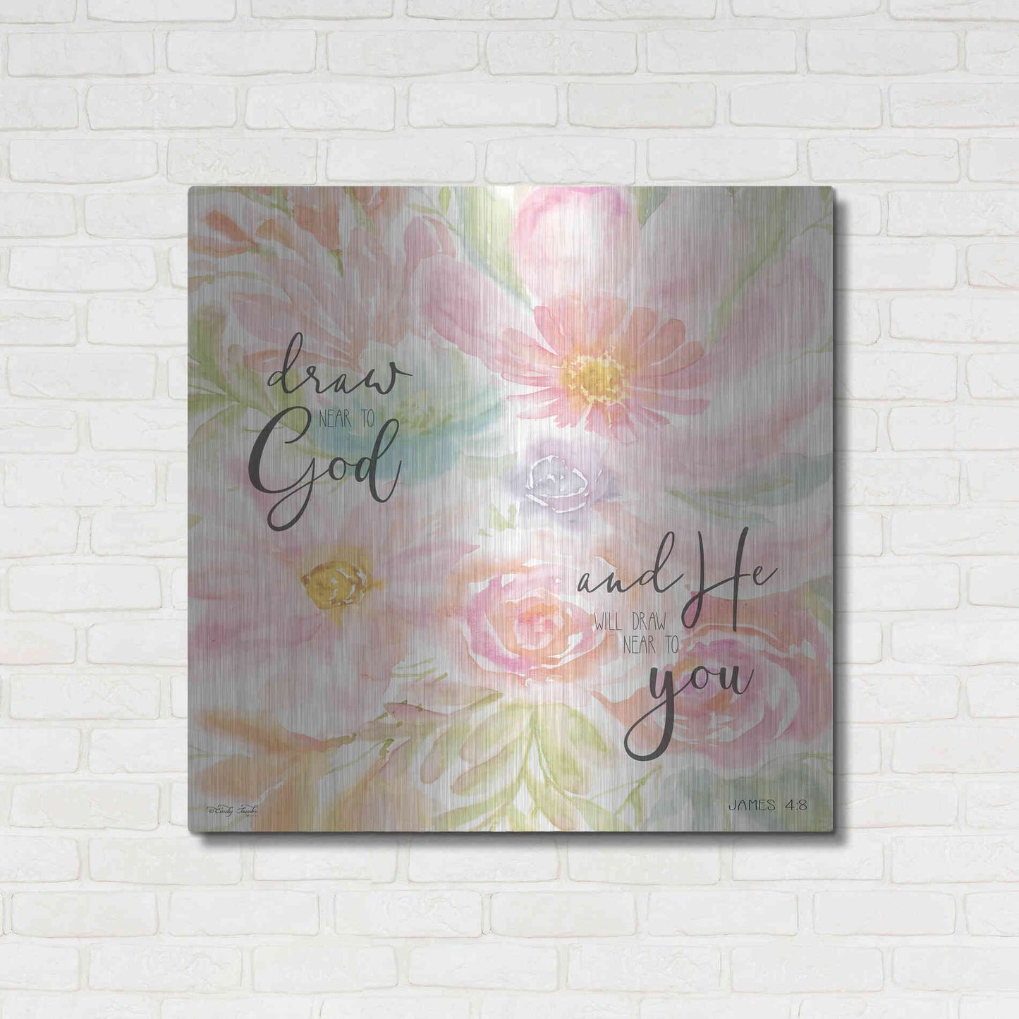 Luxe Metal Art 'Draw Near to God and He Will Draw Near to You' by Cindy Jacobs, Metal Wall Art,36x36