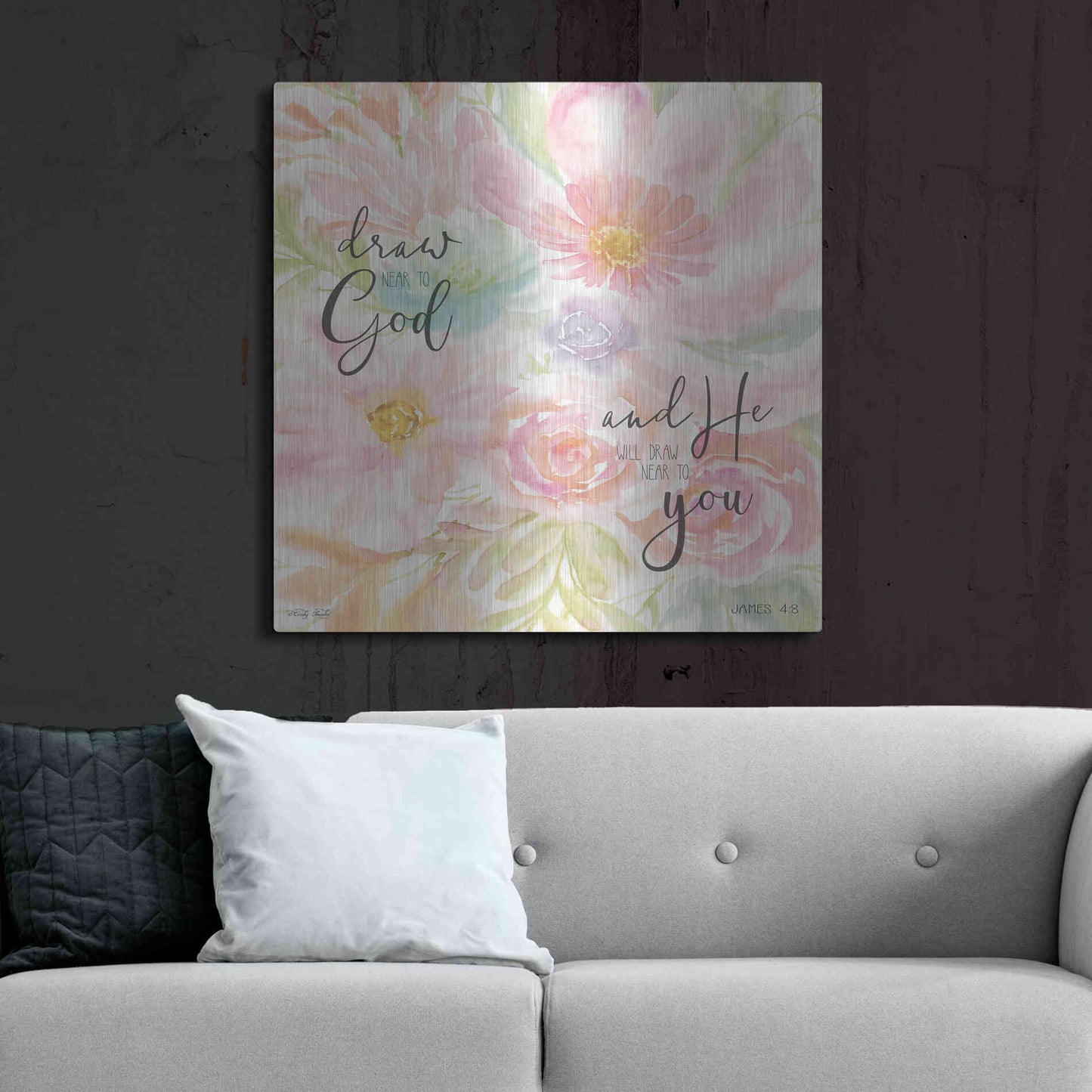 Luxe Metal Art 'Draw Near to God and He Will Draw Near to You' by Cindy Jacobs, Metal Wall Art,36x36