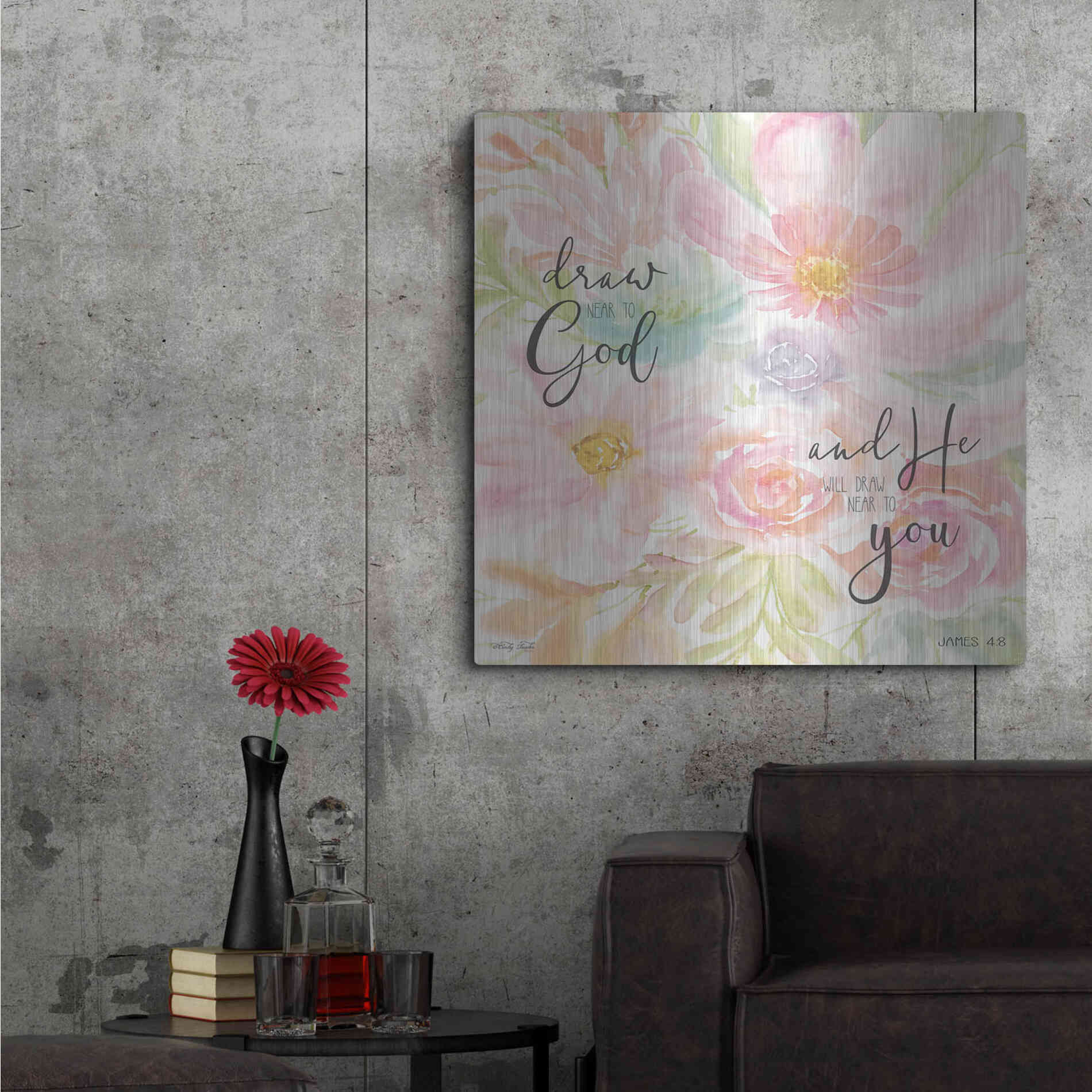 Luxe Metal Art 'Draw Near to God and He Will Draw Near to You' by Cindy Jacobs, Metal Wall Art,36x36