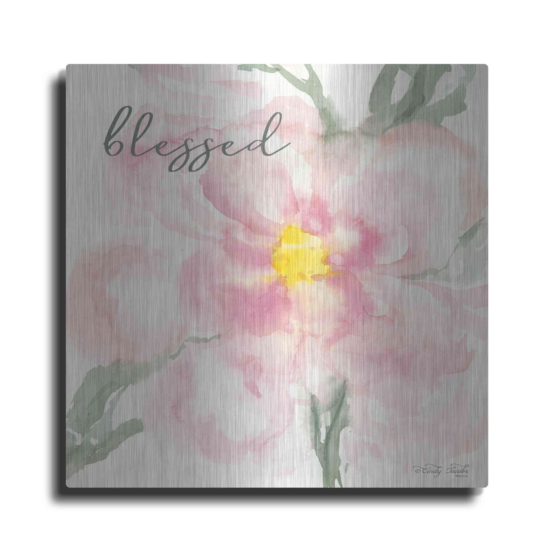 Luxe Metal Art 'Floral Blessed' by Cindy Jacobs, Metal Wall Art