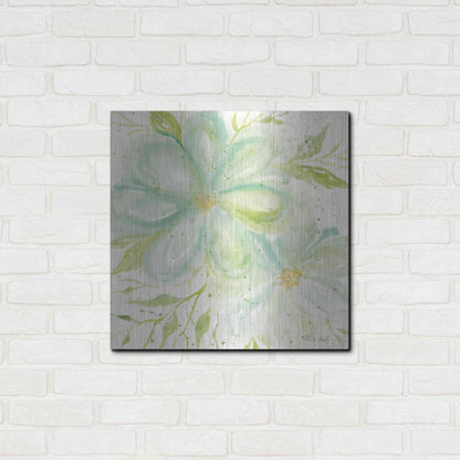 Luxe Metal Art 'Teal Big Blooms' by Cindy Jacobs, Metal Wall Art,24x24