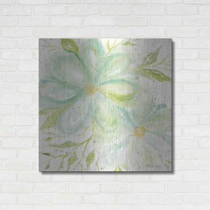 Luxe Metal Art 'Teal Big Blooms' by Cindy Jacobs, Metal Wall Art,36x36