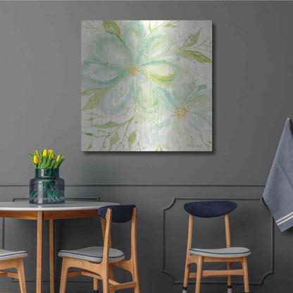 Luxe Metal Art 'Teal Big Blooms' by Cindy Jacobs, Metal Wall Art,36x36