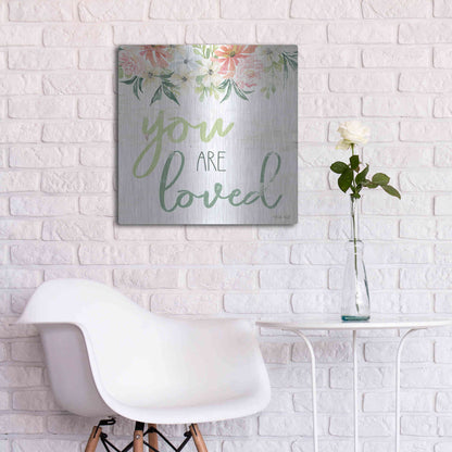 Luxe Metal Art 'Floral You Are Loved' by Cindy Jacobs, Metal Wall Art,24x24