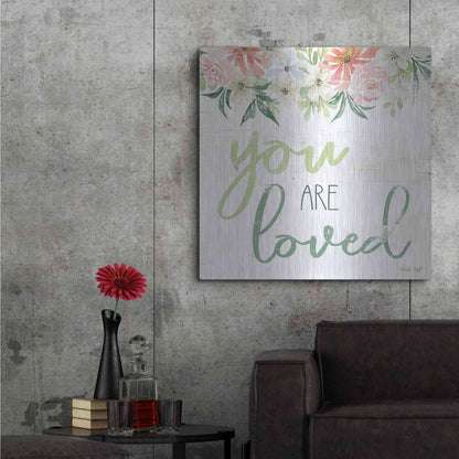 Luxe Metal Art 'Floral You Are Loved' by Cindy Jacobs, Metal Wall Art,36x36