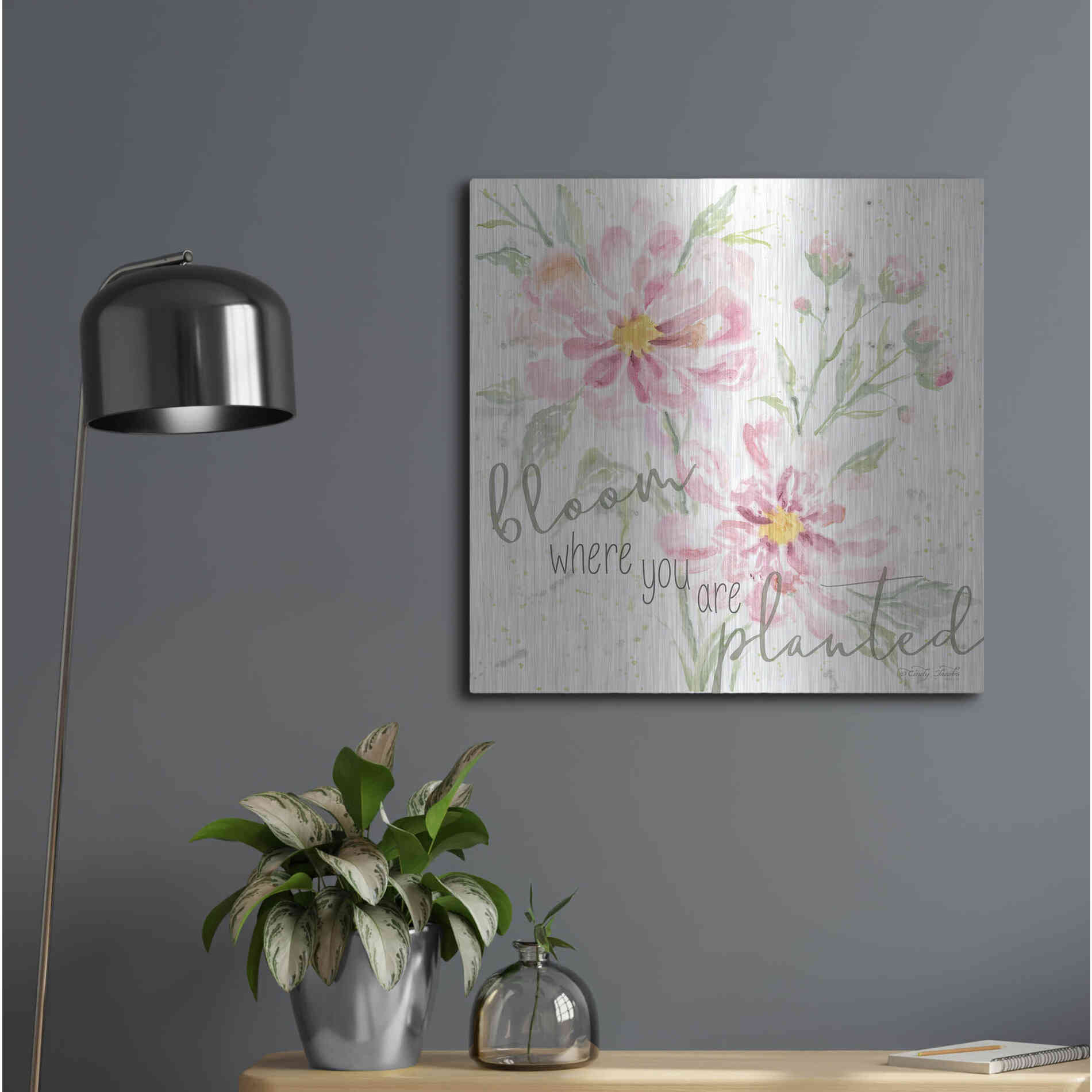 Luxe Metal Art 'Bloom Where You are Planted' by Cindy Jacobs, Metal Wall Art,24x24