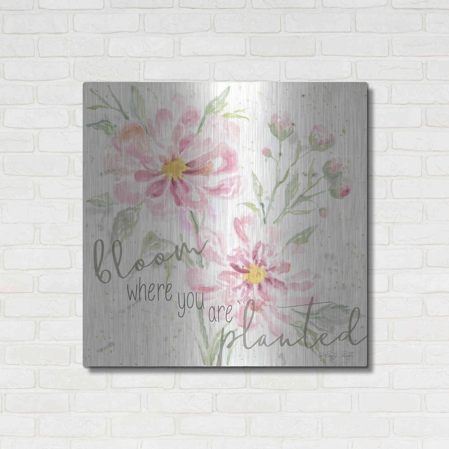 Luxe Metal Art 'Bloom Where You are Planted' by Cindy Jacobs, Metal Wall Art,36x36